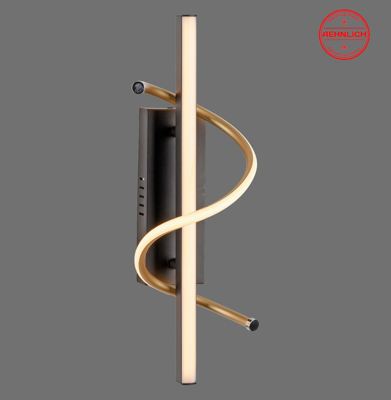 Moderne Wand- und Deckenleuchte EMANDA mit geschwungenem Design, seitliche Perspektive