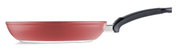 Seitenansicht einer roten Bratpfanne Levital+ Red Classic 24cm mit schwarzem Griff.