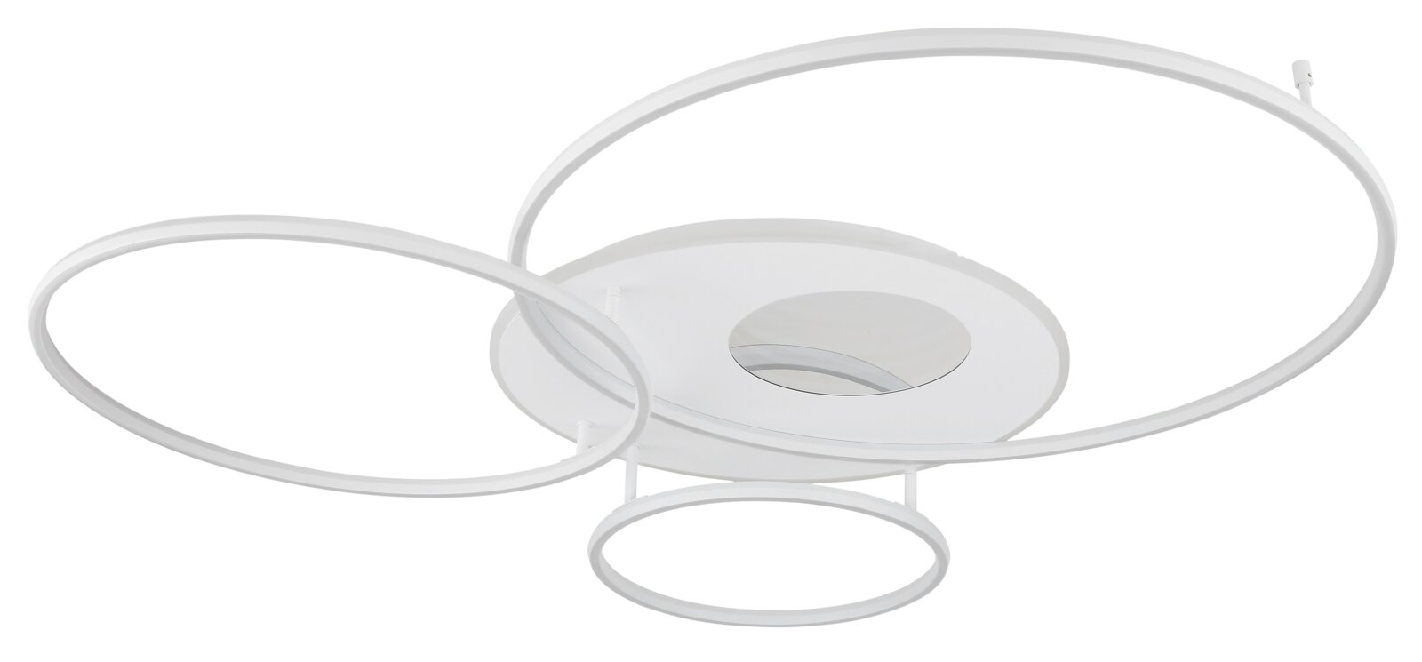 Moderne led-plafondlamp met drie cirkelvormige ringen, zijaanzicht