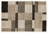 Teppich mit geometrischem Muster in Beige- und Grautönen, Draufsicht