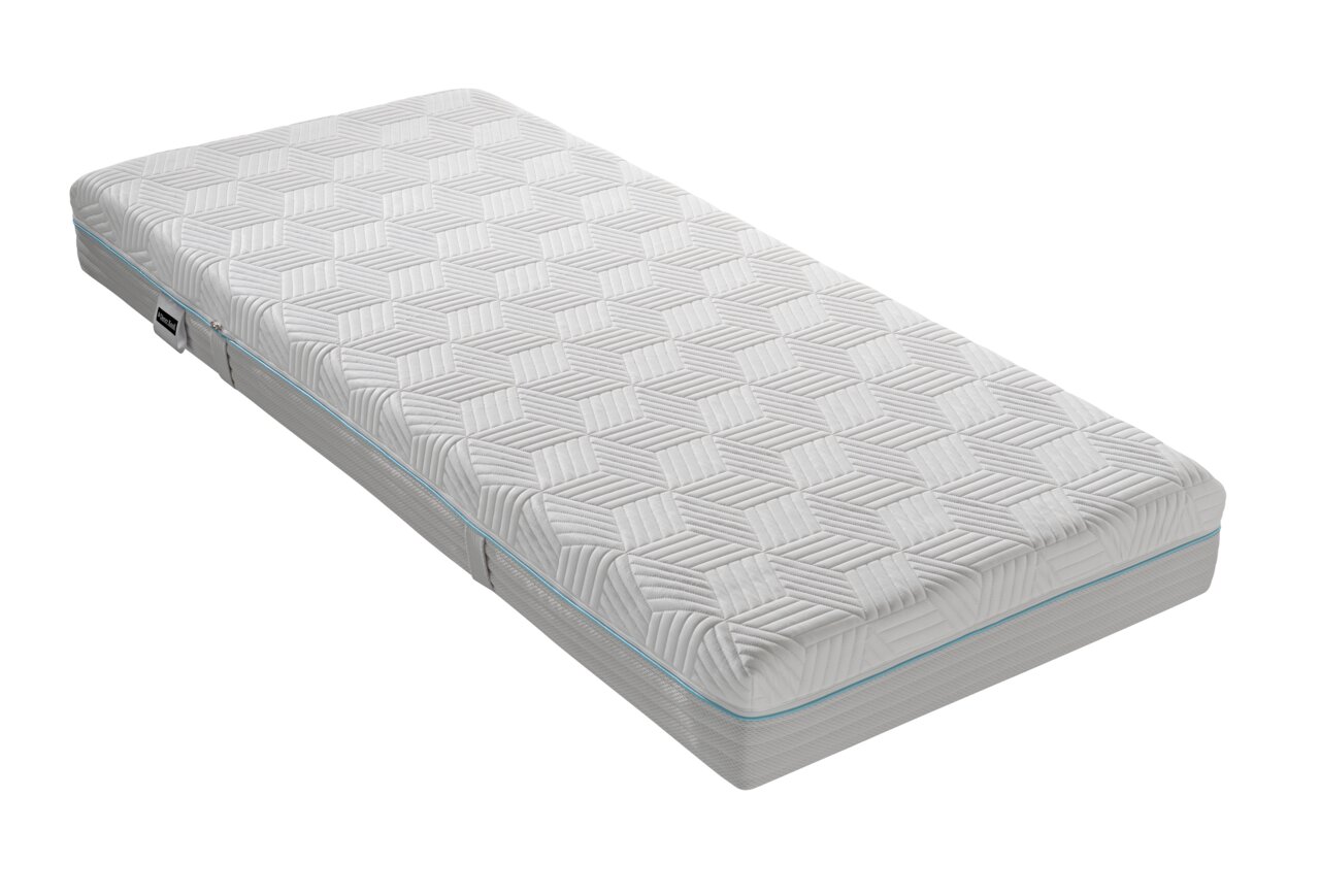 Dieter Knoll Gel-Kaltschaummatratze H3 OPTIFLOW GEL KS 22 Gel-Kaltschaummatratze mit geometrischem Muster, seitliche Perspektive