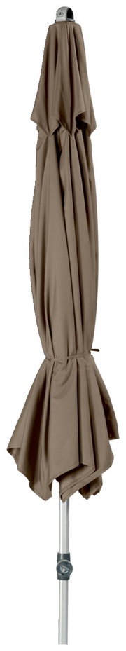 Geschlossener Kurbelschirm in Braun, seitliche Perspektive