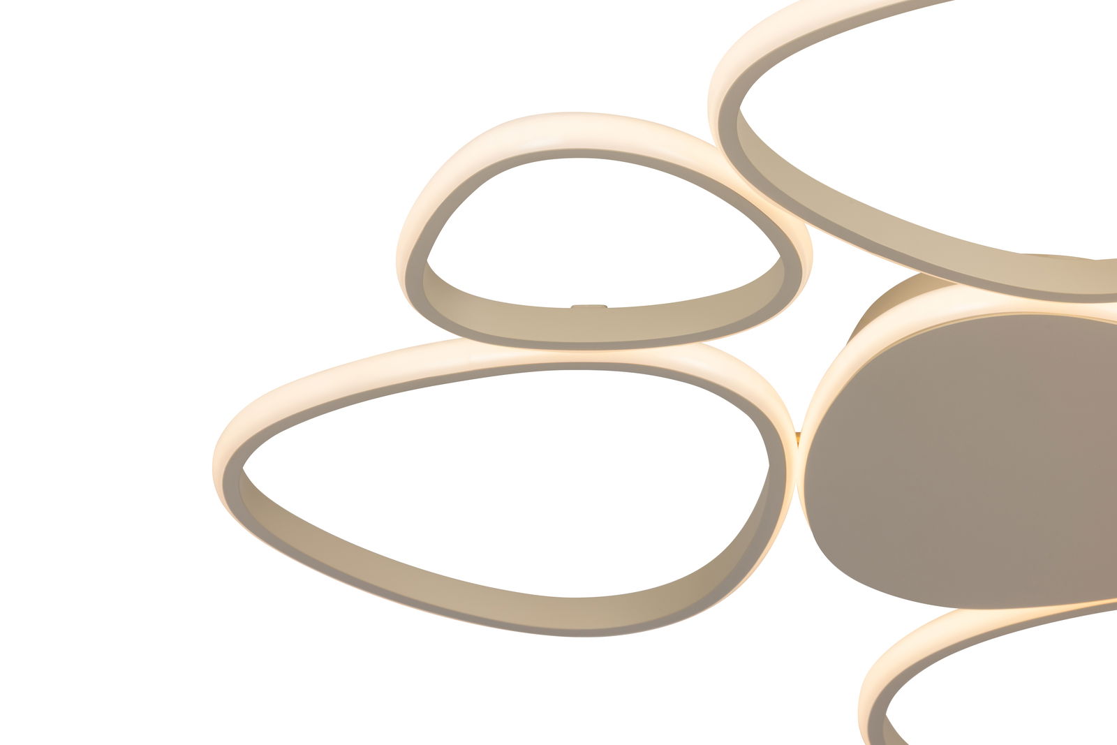 Moderne LED-Deckenleuchte mit organischen Formen, seitliche Perspektive