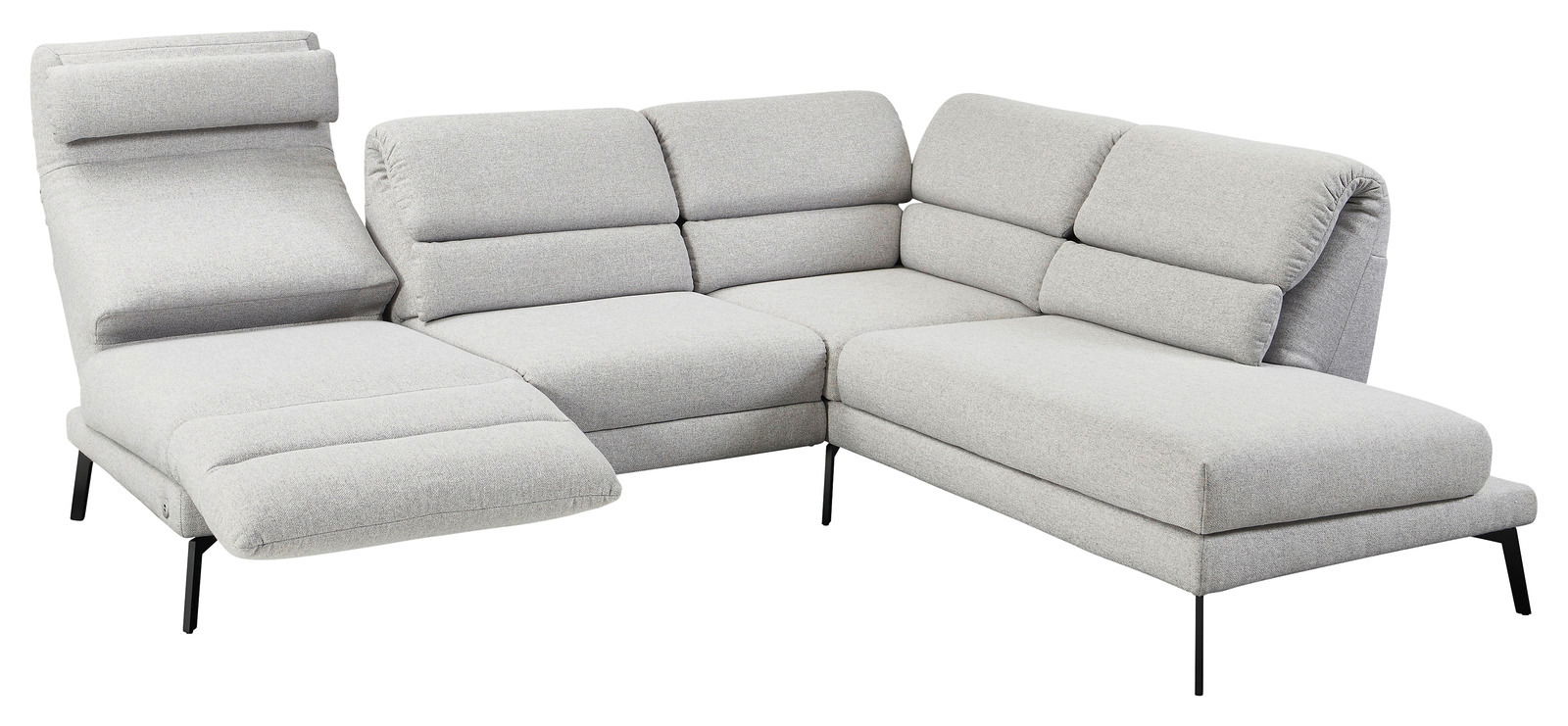 Graues Ecksofa Dieter Knoll COSIO mit verstellbarer Rückenlehne, seitlicher Perspektive