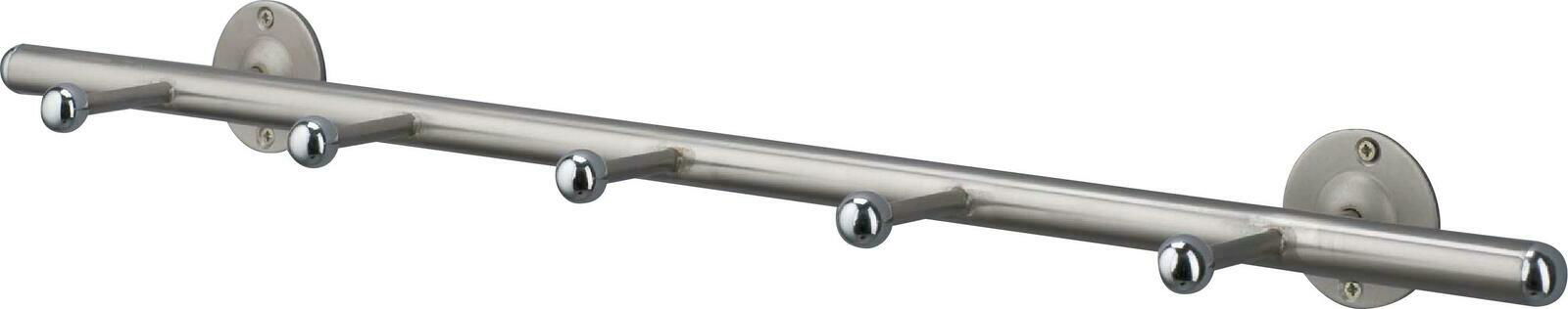 Metallische Wandgarderobe mit fünf Haken, seitliche Perspektive