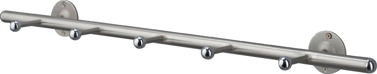 Metallische Wandgarderobe mit fünf Haken, seitliche Perspektive