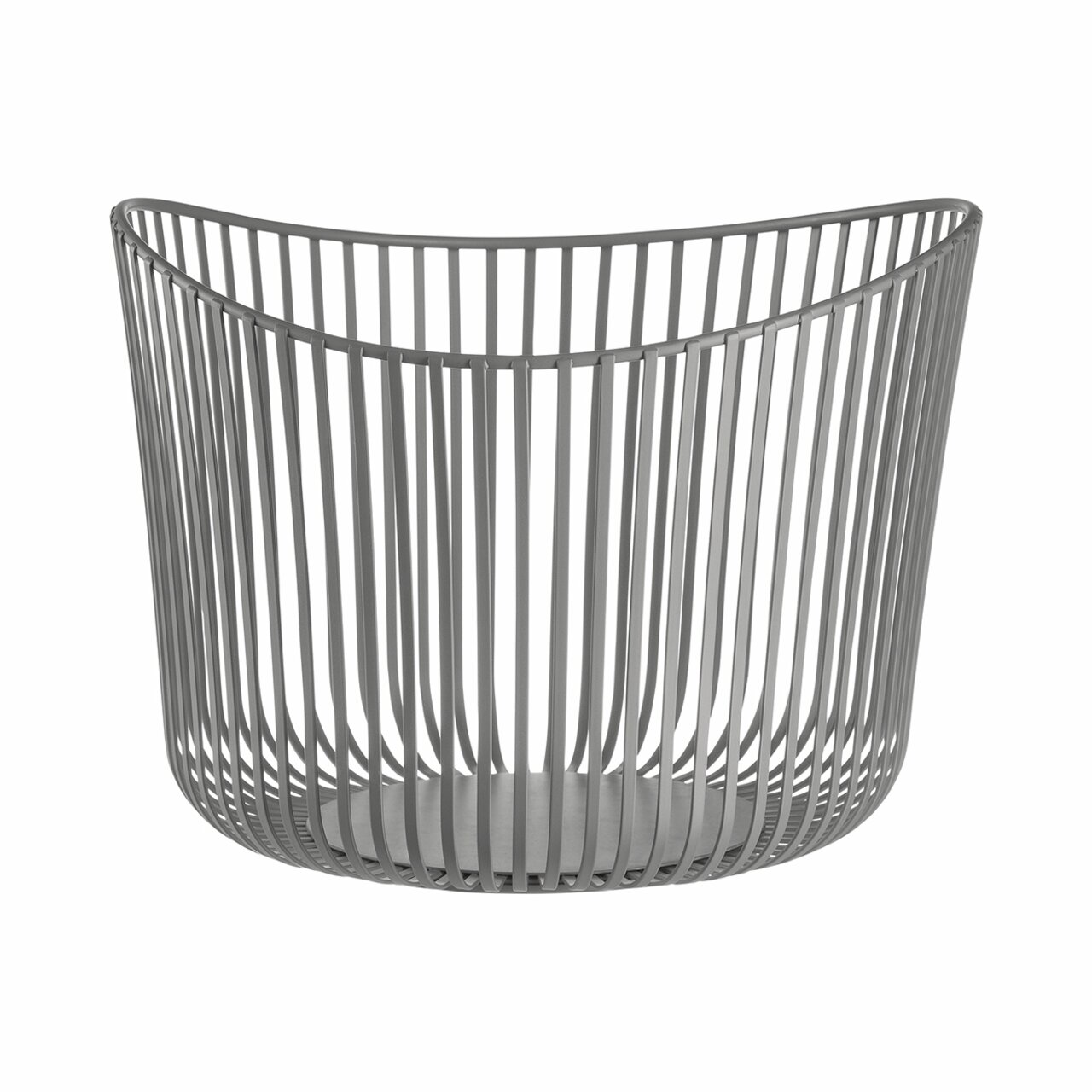 Grauer Aufbewahrungskorb MODO Satelli aus Metall mit Gitterdesign, seitliche Perspektive
