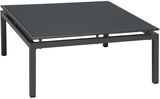 Moderner Hocker aus Metall mit flacher Sitzfläche, seitliche Perspektive