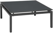 Moderner Hocker aus Metall mit flacher Sitzfläche, seitliche Perspektive