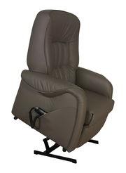 Brauner Fernsehsessel mit Hebefunktion, seitliche Perspektive