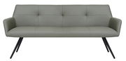 Graue moderne Bank mit schrägen schwarzen Beinen, Vorderansicht
