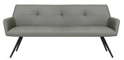 Graue moderne Bank mit schrägen schwarzen Beinen, Vorderansicht