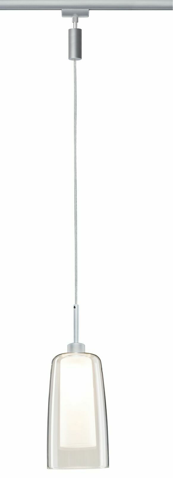 Schienenpendel Arido II, modernes Design, Glaspendelleuchte, seitliche Perspektive