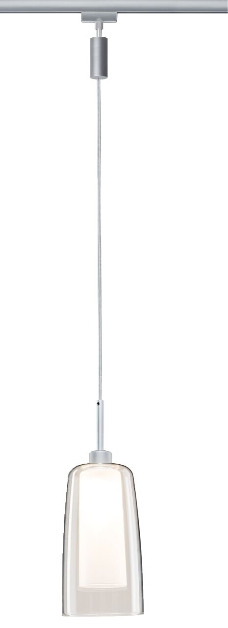 Schienenpendel Arido II, modernes Design, Glaspendelleuchte, seitliche Perspektive