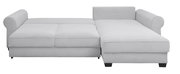 Graues Ecksofa mit geripptem Stoffbezug, Vorderansicht