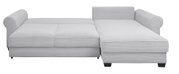 Graues Ecksofa mit geripptem Stoffbezug, Vorderansicht