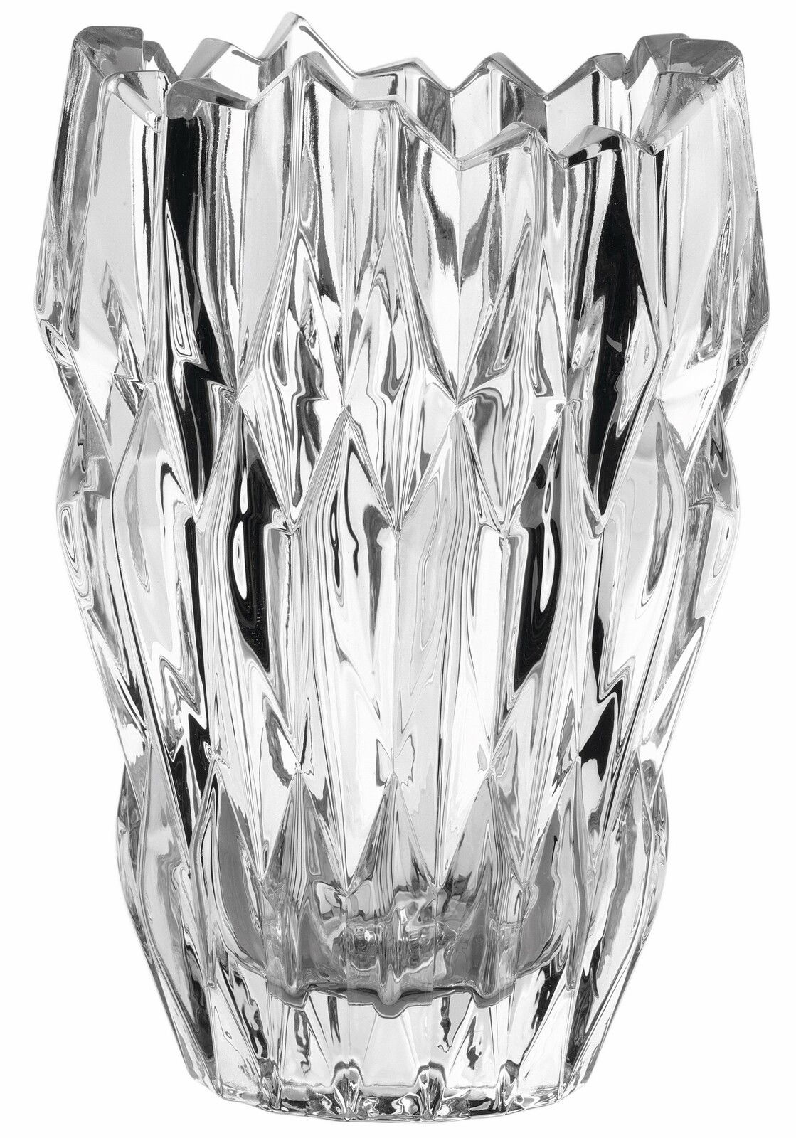 Nachtmann Vase 16cm QUARTZ Kristallvase mit facettiertem Design, frontal fotografiert