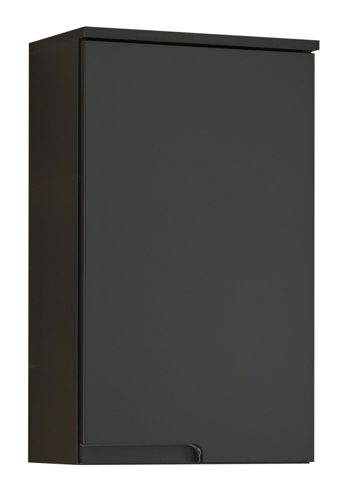 Schwarzer Hängeschrank in Frontalansicht