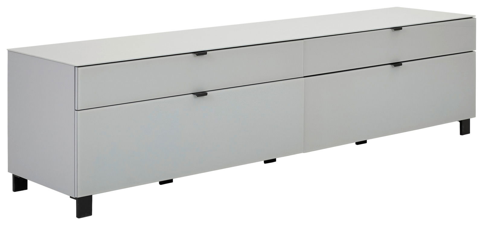 Hom´in TV-Lowboard POOLE Modernes TV-Lowboard in Weiß mit zwei Schubladen und zwei Türen, seitliche Perspektive