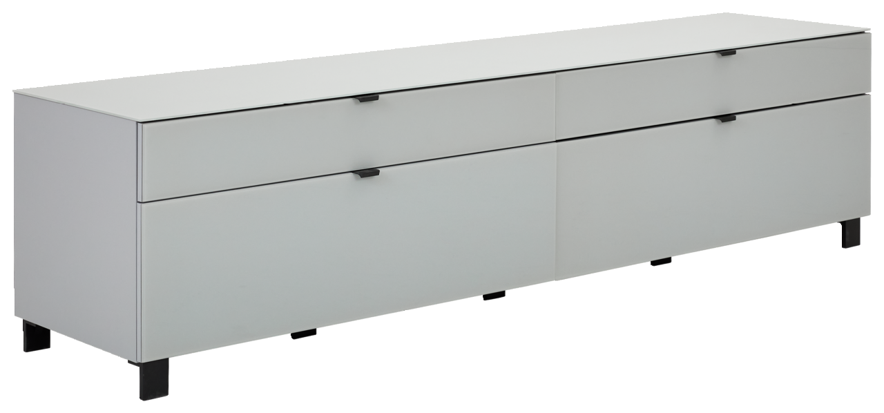 Hom´in TV-Lowboard POOLE Modernes TV-Lowboard in Weiß mit zwei Schubladen und zwei Türen, seitliche Perspektive