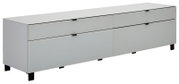 Modern tv-lowboard in wit met twee lades en twee deuren, zijaanzicht