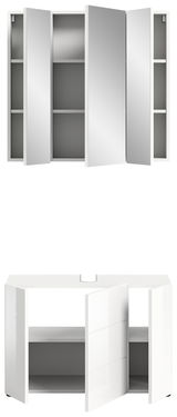 Badezimmerschrank-Kombination mit Spiegelschrank und Unterschrank, Frontansicht