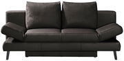 Schwarzes Querschläfer-Sofa aus Leder, Frontalansicht