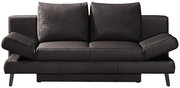 Schwarzes Querschläfer-Sofa aus Leder, Frontalansicht