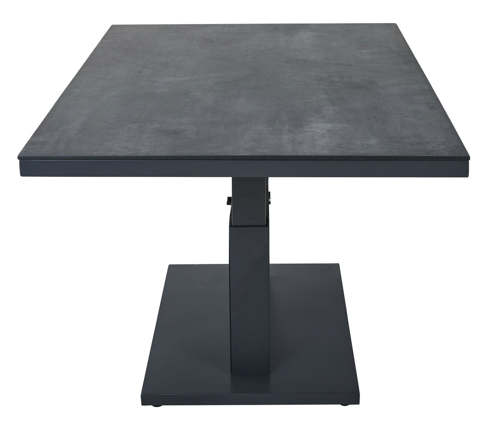 Moderner Garten E-Lifttisch in dunkler Farbe, frontal betrachtet
