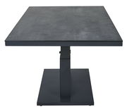 Moderner Garten E-Lifttisch in dunkler Farbe, frontal betrachtet