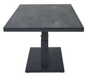 Moderner Garten E-Lifttisch in dunkler Farbe, frontal betrachtet