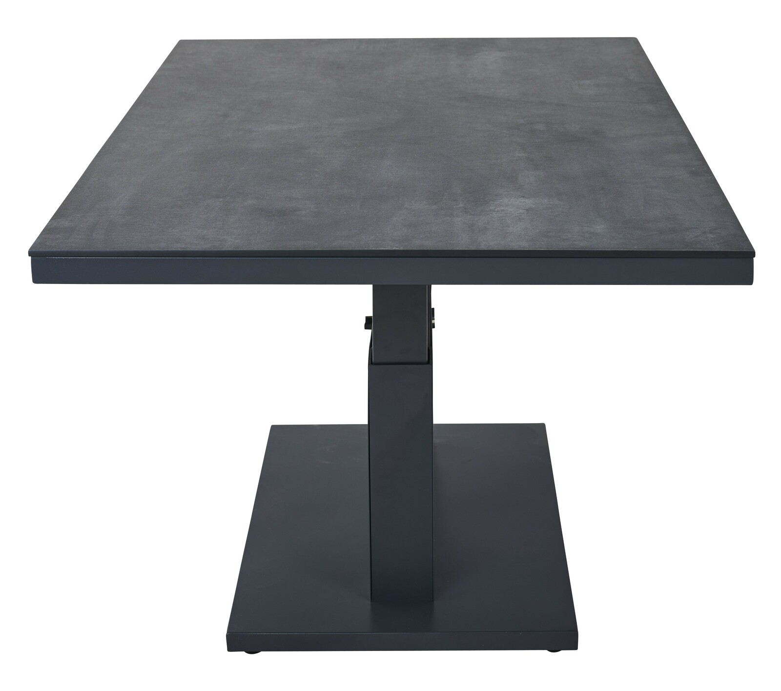 Moderner Garten E-Lifttisch in dunkler Farbe, frontal betrachtet