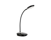 Schwarze LED-Schreibtischleuchte mit flexiblem Hals, seitliche Perspektive