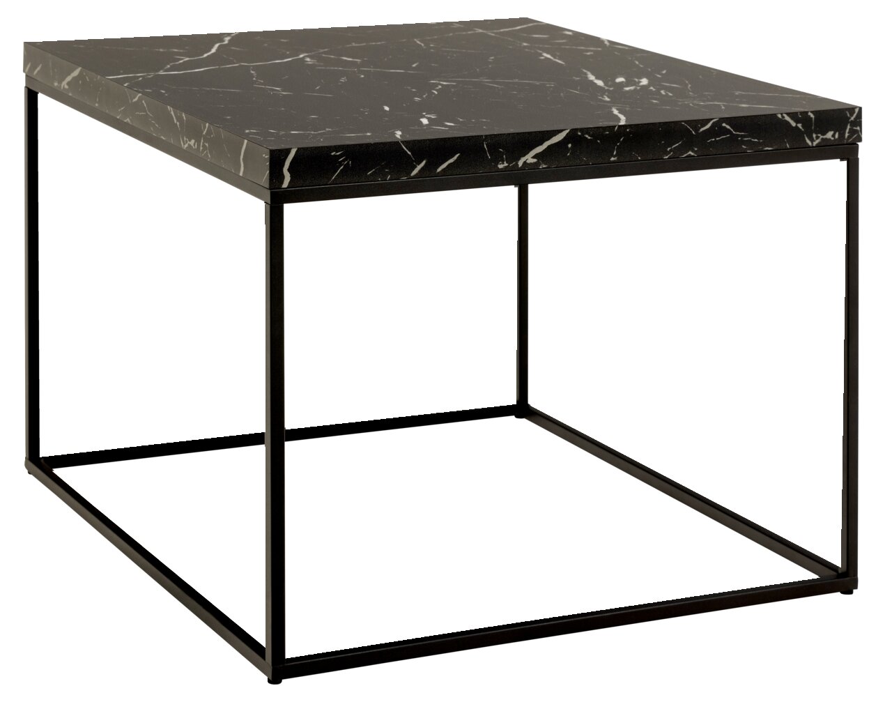 Livetastic Couchtisch BAROSSA Moderner Couchtisch mit schwarzer Marmorplatte und schlankem Metallrahmen, seitliche Perspektive