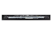 Innenansicht (Draufsicht) einer langen schwarzen LED-Leuchte mit Metallträger, mehreren Lüftern und sichtbarer Verkabelung