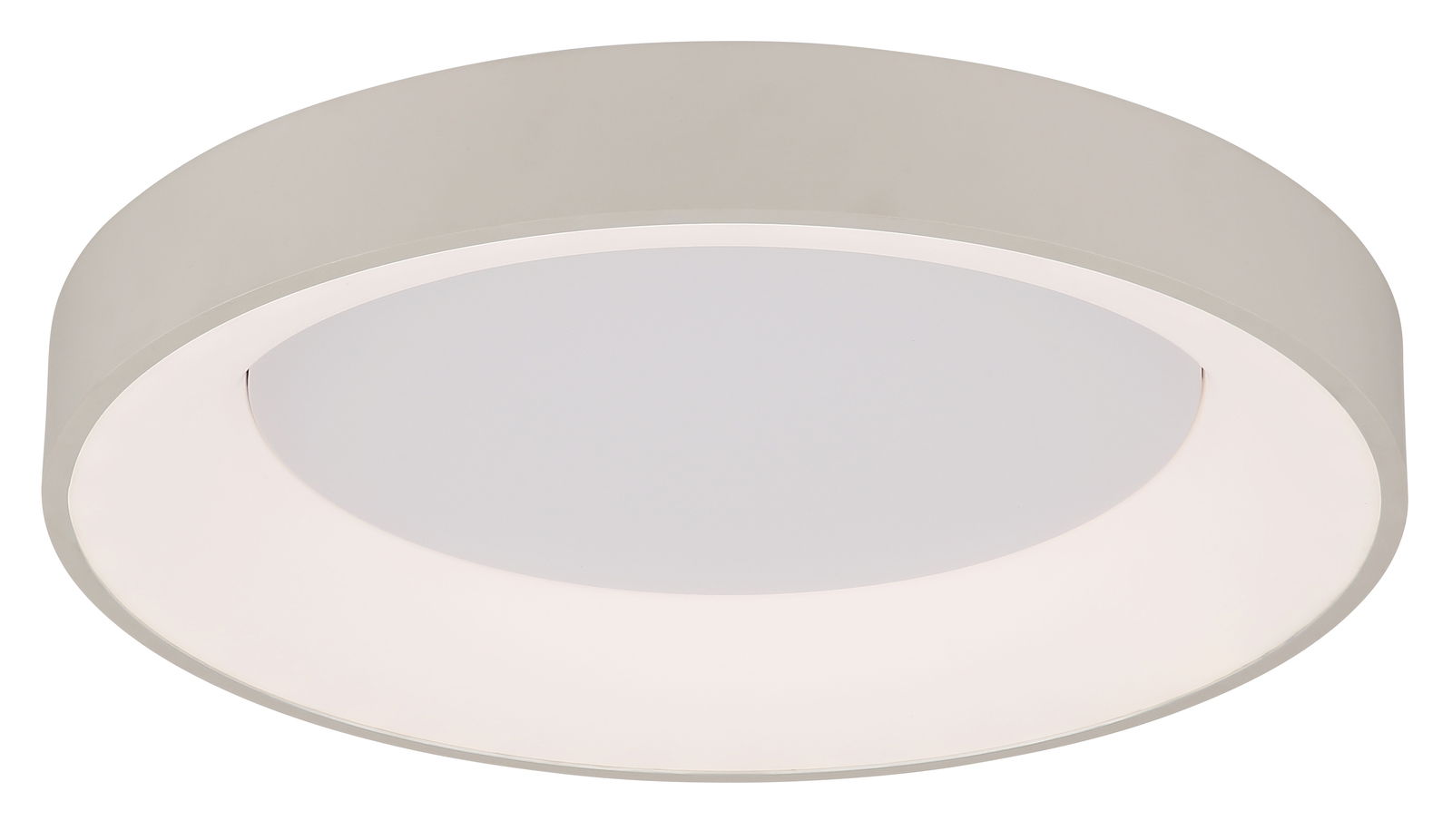 Runde LED-Deckenleuchte in Weiß, seitliche Perspektive