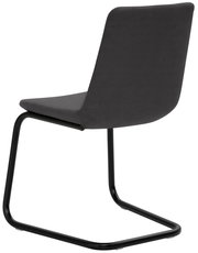 Rückansicht eines modernen Besucher-Schwingstuhls mit schwarzem Gestell und grauer Polsterung.