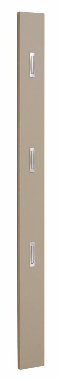 VOSS Garderobenpaneel SOLO Beiges Garderobenpaneel mit drei silbernen Haken, seitliche Perspektive
