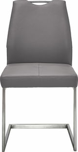 Grauer Schwingstuhl mit Metallgestell, Vorderansicht