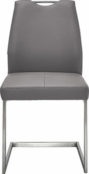 Grauer Schwingstuhl mit Metallgestell, Vorderansicht