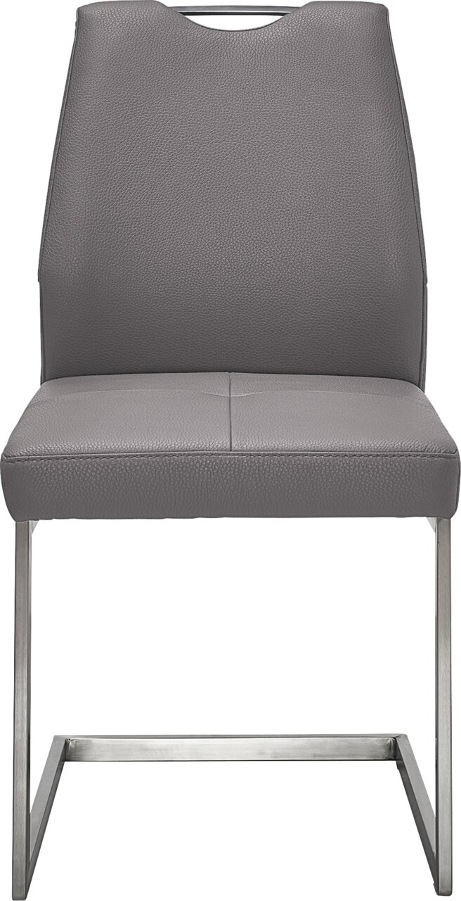 Grauer Schwingstuhl mit Metallgestell, Vorderansicht