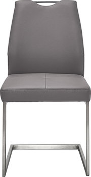 Grauer Schwingstuhl mit Metallgestell, Vorderansicht