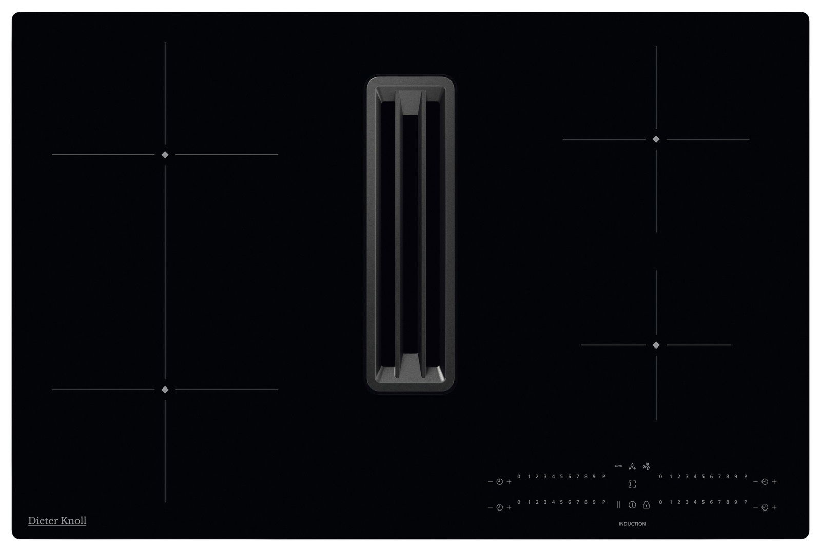 Induktionskochfeld mit integriertem Muldenlüfter, Draufsicht