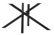 Schwarzes Tischgestell aus Metall in X-Form, seitliche Perspektive