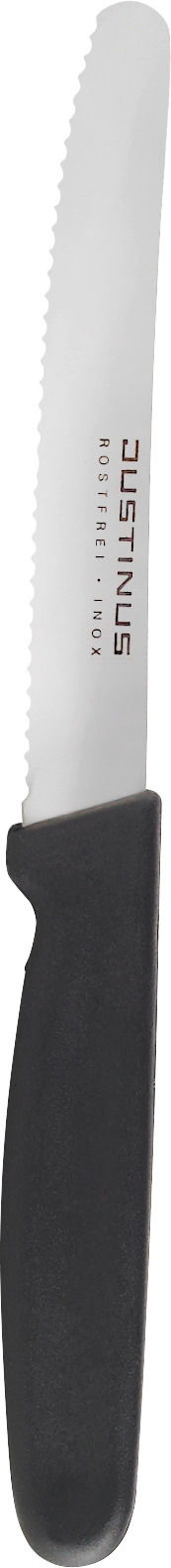 Justinus Brötchenmesser FineCut 11cm FINECUT Brötchenmesser FineCut 11cm mit schwarzem Griff, seitliche Ansicht