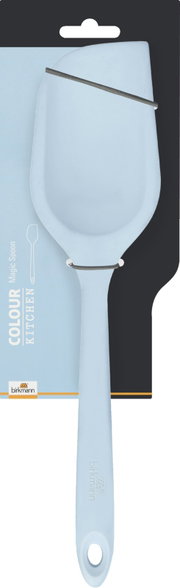 Hellblauer MagicSpoon von Birkmann, frontal abgebildet auf einer Verpackung.