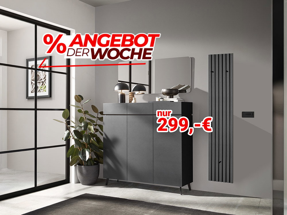 Moderner Flur mit schwarzem Sideboard und Heizkörper im Angebot für 299 €.