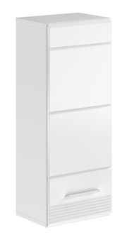 Weißer Hängeschrank LINUS mit drei Fächern, seitliche Perspektive