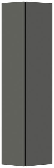 Schwarzer Hänge-Garderobenschrank mit einer Tür, seitliche Perspektive