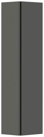 Schwarzer Hänge-Garderobenschrank mit einer Tür, seitliche Perspektive